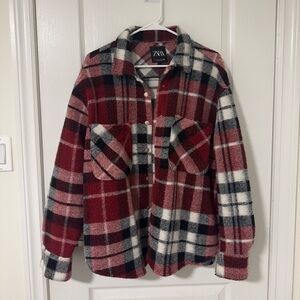 ZARA Red Plaid Flannel Shirt